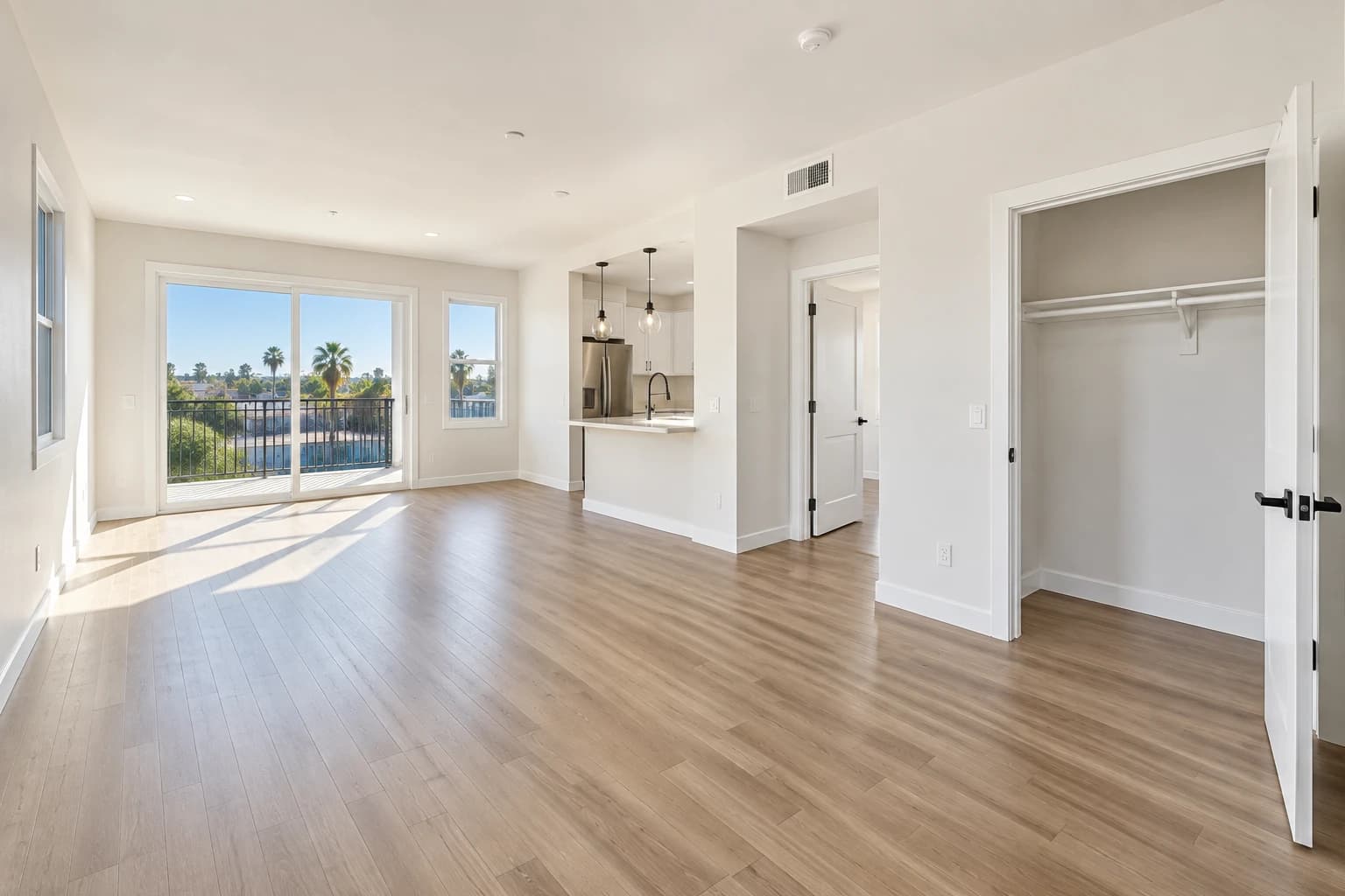 Spotless empty apartment after professional move-out cleaning in San Diego